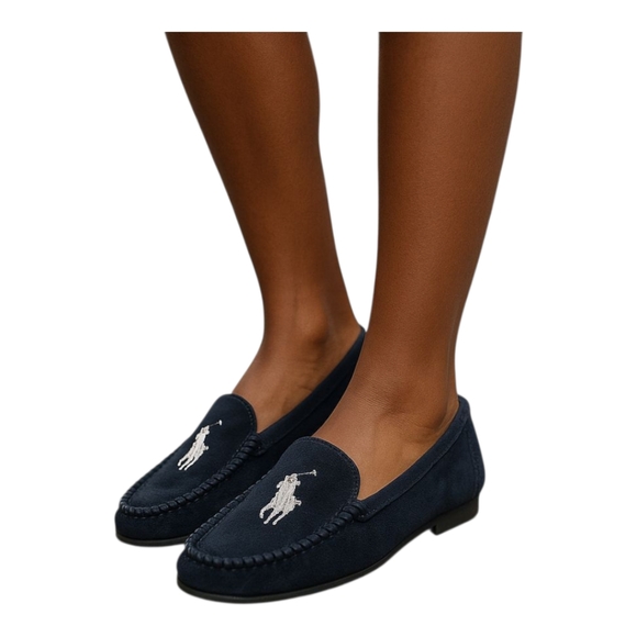 Ralph Lauren Navy Moccasin Slippers - Picture 1 of 11